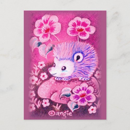 Cute Hedgehog On A Rock Postcard