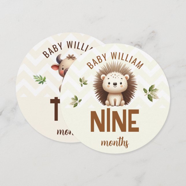 Cute Hedgehog Ox 9-10 Months Baby Milestone Sign (Front/Back)