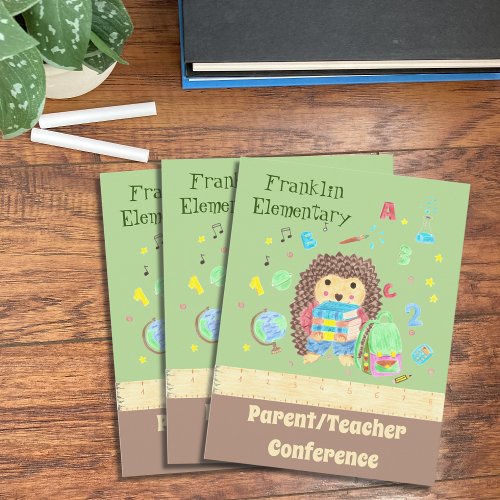 Cute hedgehog parentteacher conference postcard