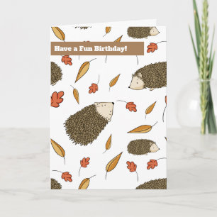 Cute Hedgehog Personalized Birthday Card