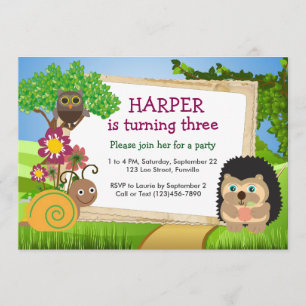 Cute Hedgehog Personalized Birthday Invitation