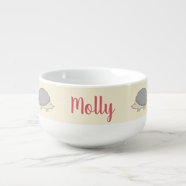 Cute hedgehog personalized soup mug (Front)