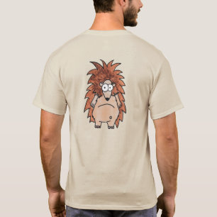 Cute Hedgehog Pocket & Back Print Woodland Art T-Shirt