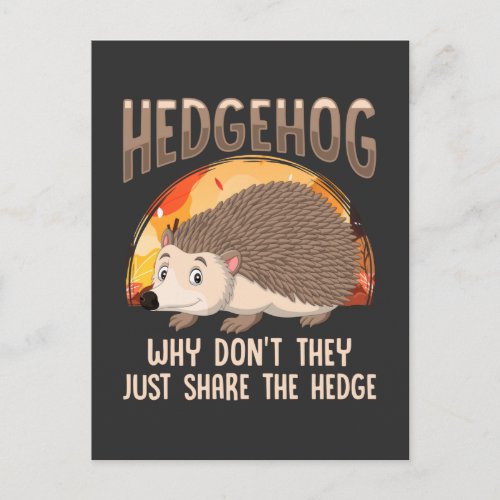 Cute Hedgehog Quote for Autumn Forest Animal Fans Postcard