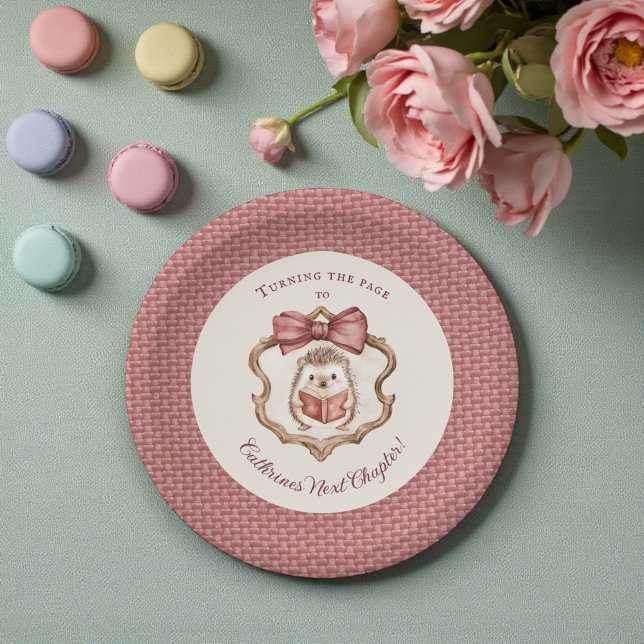 Cute Hedgehog Reading Book Baby Shower Paper Plate (Creator Uploaded)