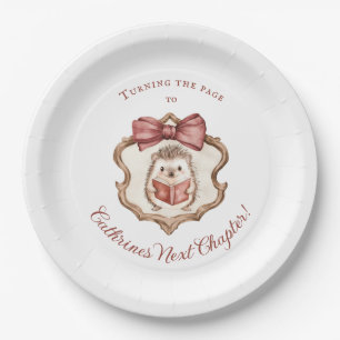 Cute Hedgehog Reading Book Baby Shower Paper Plate