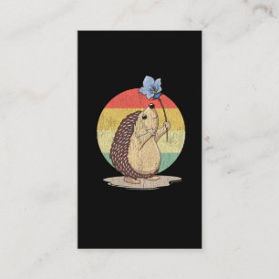 Cute Hedgehog Retro Flower Sunset Autumn Animal Business Card