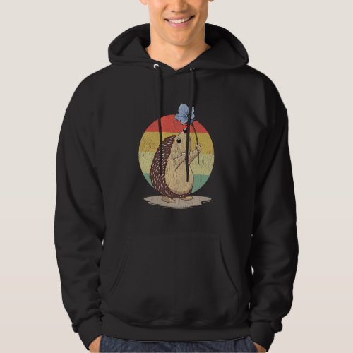 Cute Hedgehog Retro Flower Sunset Autumn Animal Hoodie