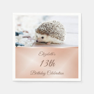 Cute Hedgehog Rose Gold   Custom Birthday Napkins