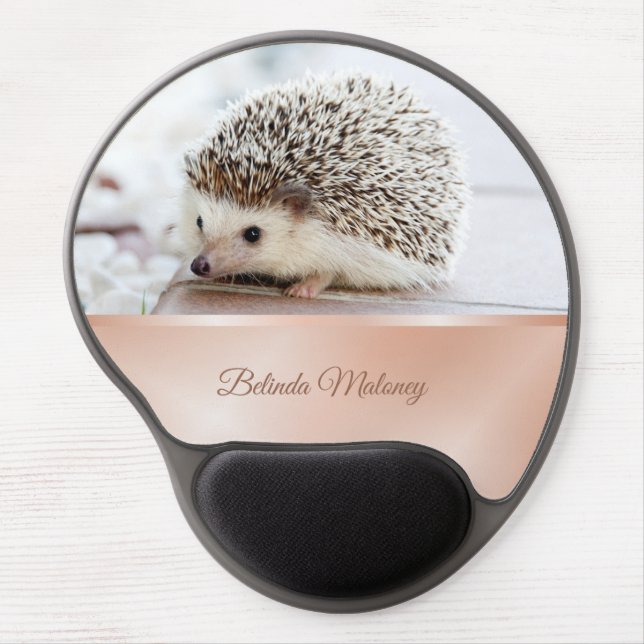 Cute Hedgehog Rose Gold Gel Mouse Pad (Front)