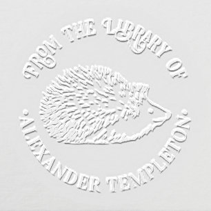 Cute Hedgehog Round Library Book Name Embosser