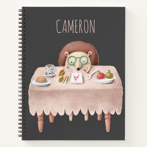 Cute Hedgehog School Homework Cartoon Personalized Notebook