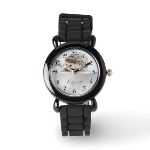 Cute Hedgehog Silver Foil Monogram  Watch