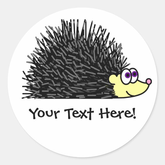 Cute Hedgehog Stickers / Label - Customizable! (Front)