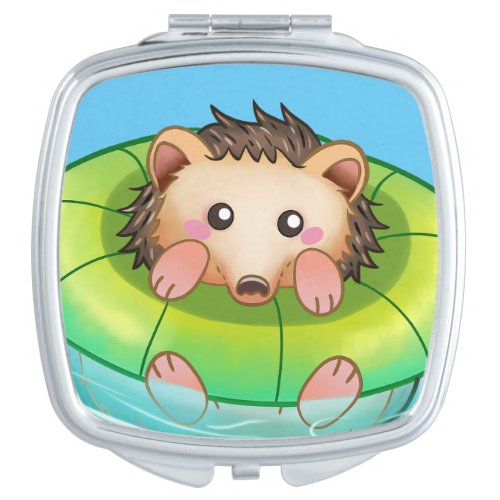 cute hedgehog swimming  compact mirror
