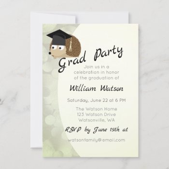 Cute Hedgehog Themed Graduation Party Invitation by Egg_Tooth at Zazzle