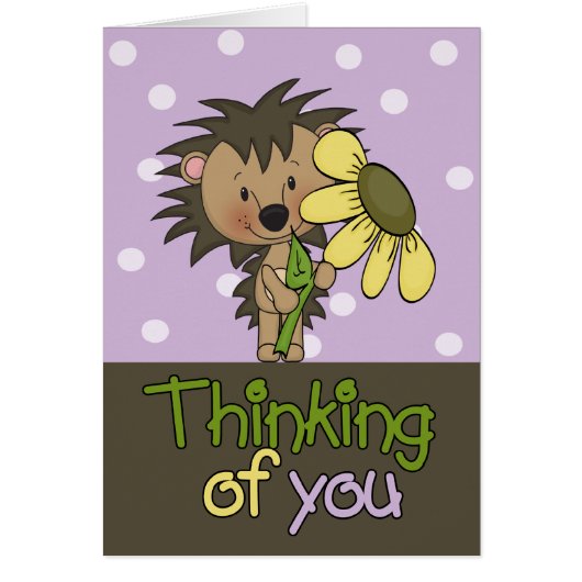 Cute Hedgehog, Thinking Of You Cards (Front)