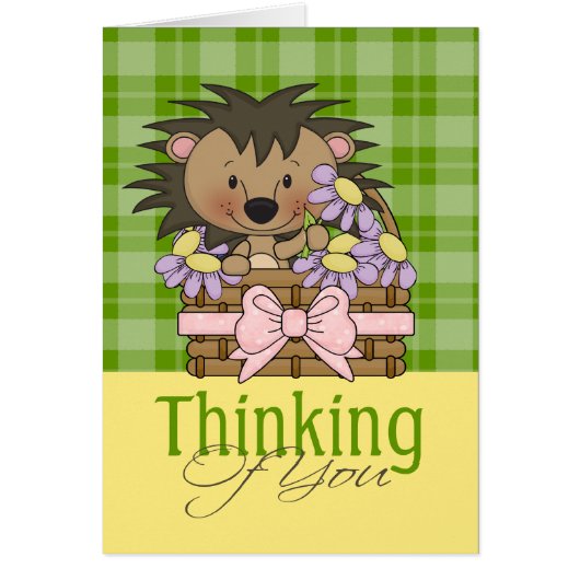 Cute Hedgehog, Thinking Of You Cards (Front)