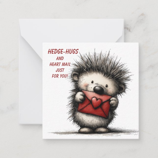 Cute Hedgehog Valentine Card  (Front)