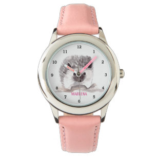 Cute Hedgehog Wildlife Animals Kids Watercolor Watch