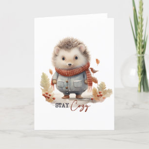 Cute Hedgehog Winter BLANK Holiday Card