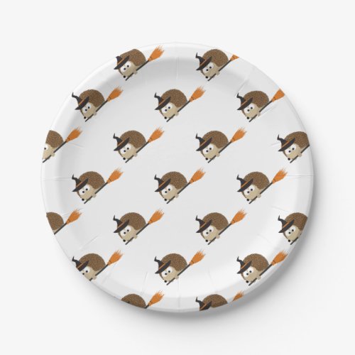 Cute Hedgehog Witch Paper Plates
