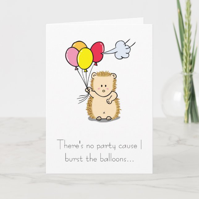 Cute Hedgehog with Balloons Birthday Card (Front)