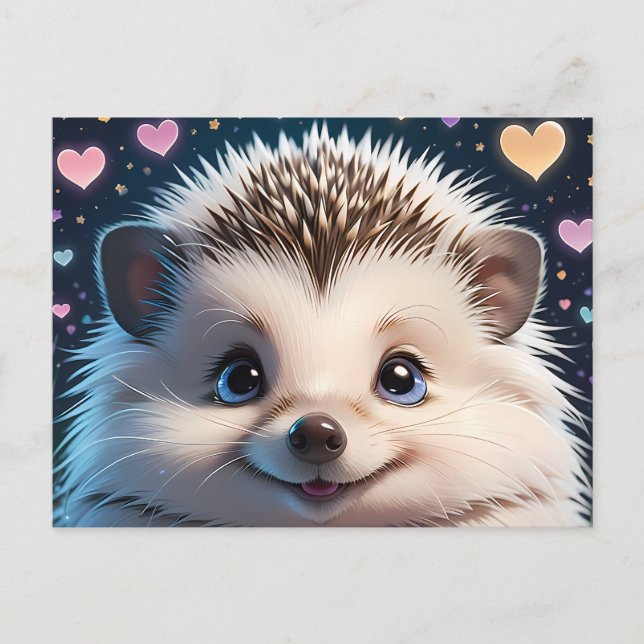 Cute Hedgehog with big blue eyes Postcard (Front)