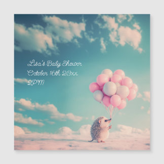 Cute hedgehog with birthday balloons, customizable