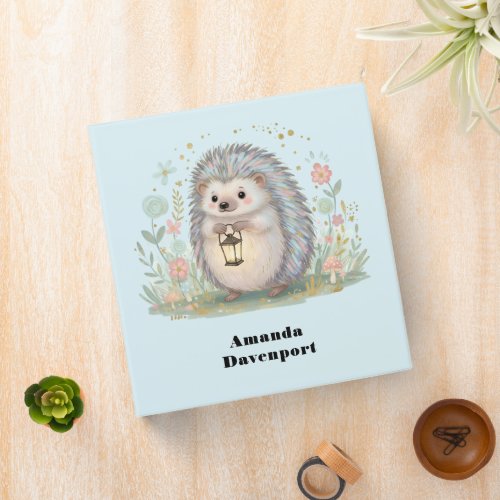 Cute Hedgehog with Lantern 3 Ring Binder