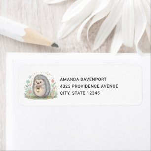 Cute Hedgehog with Lantern Address Label
