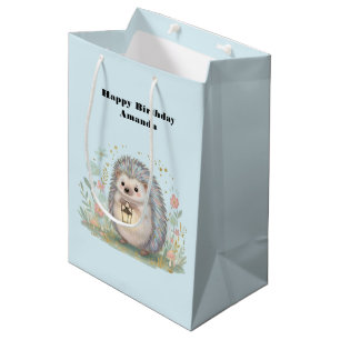 Cute Hedgehog with Lantern Birthday Medium Gift Bag