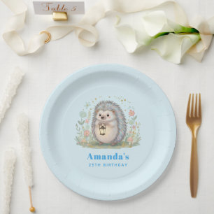 Cute Hedgehog with Lantern Birthday Paper Plates