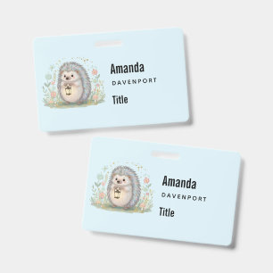 Cute Hedgehog with Lantern Business Badge