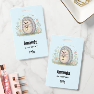 Cute Hedgehog with Lantern Business Badge