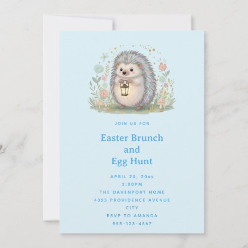 Cute Hedgehog with Lantern Easter Invitation