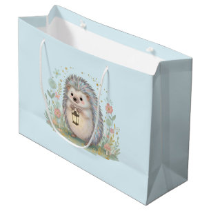 Cute Hedgehog with Lantern Large Gift Bag