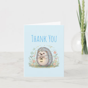 Cute Hedgehog with Lantern Letterpress Thank You Card