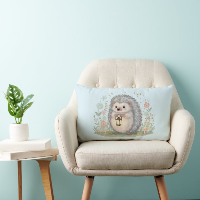Cute Hedgehog with Lantern Lumbar Pillow (Chair)