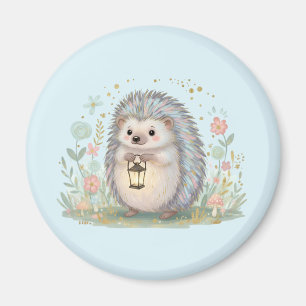 Cute Hedgehog with Lantern Magnet