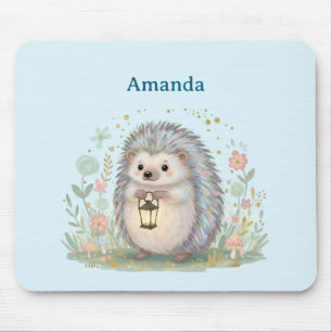 Cute Hedgehog with Lantern Mouse Pad