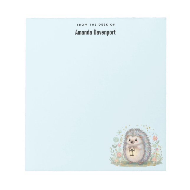 Cute Hedgehog with Lantern Notepad (Front)
