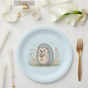 Cute Hedgehog with Lantern Paper Plates