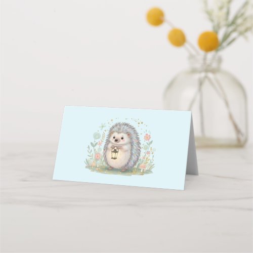 Cute Hedgehog with Lantern Place Card