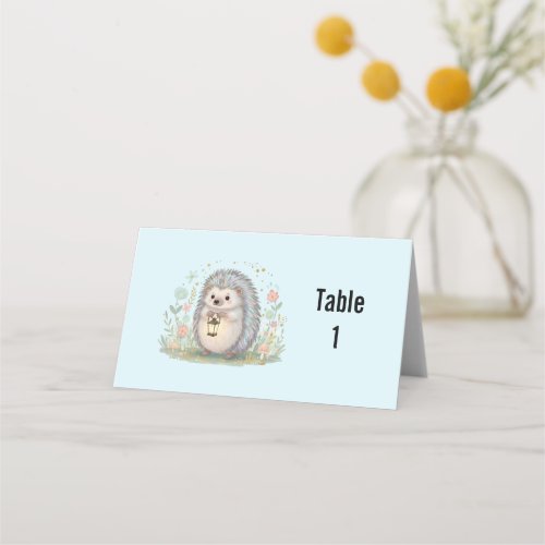 Cute Hedgehog with Lantern Place Card