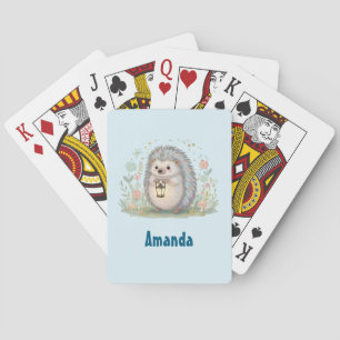 Cute Hedgehog with Lantern Poker Cards