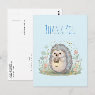 Cute Hedgehog with Lantern Thank You Postcard