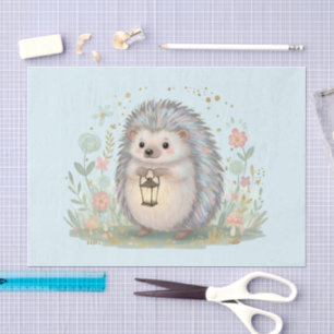 Cute Hedgehog with Lantern Tissue Paper