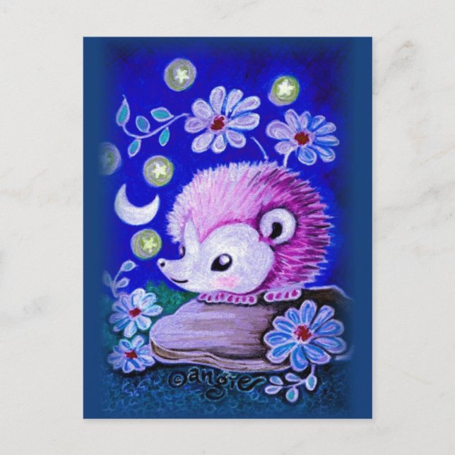 Cute Hedgehog With Moon Postcard (Front)