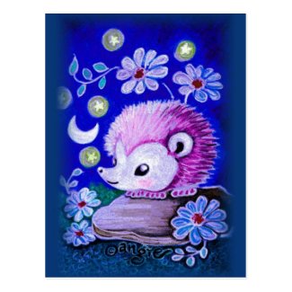 Cute Hedgehog With Moon Postcard